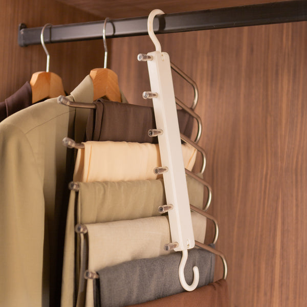 Nicola Spring 6-in-1 Space-Saving Trouser Hanger - White