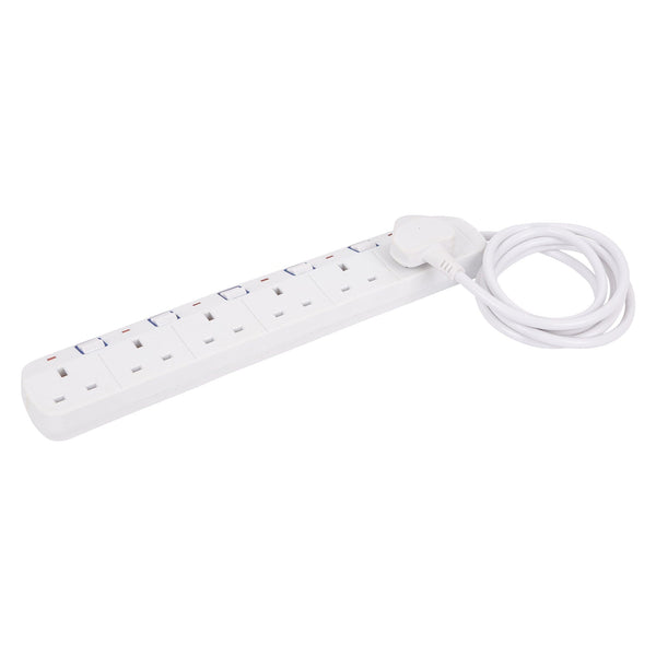 nicola spring 6-Way Individually Switched Extension Lead with 2m Cable