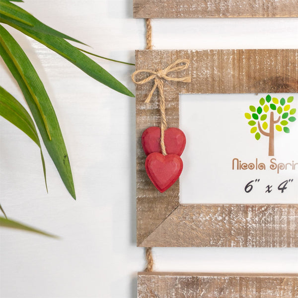 Nicola Spring 6" X 4" Hanging Triple Photo Frame With Hearts