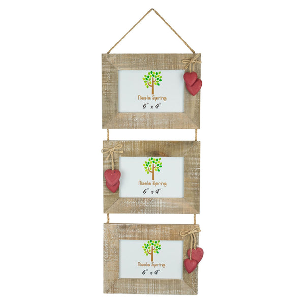 nicola spring 6" x 4" Hanging Triple Photo Frame with Hearts
