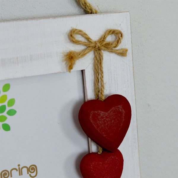 Nicola Spring 6" X 4" White Hanging Triple Photo Frame With Hearts