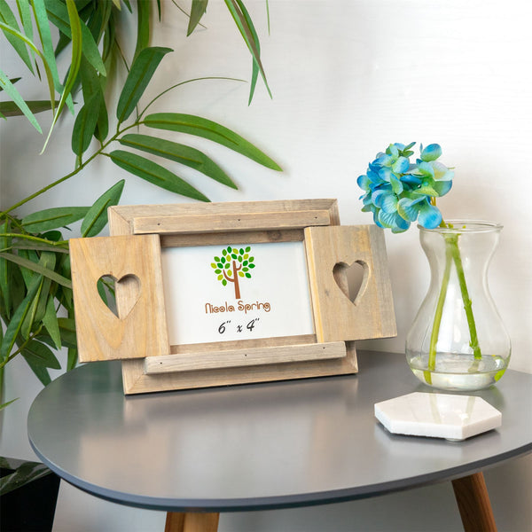 Nicola Spring 6" X 4" Wooden Hearts Shutter Photo Frame