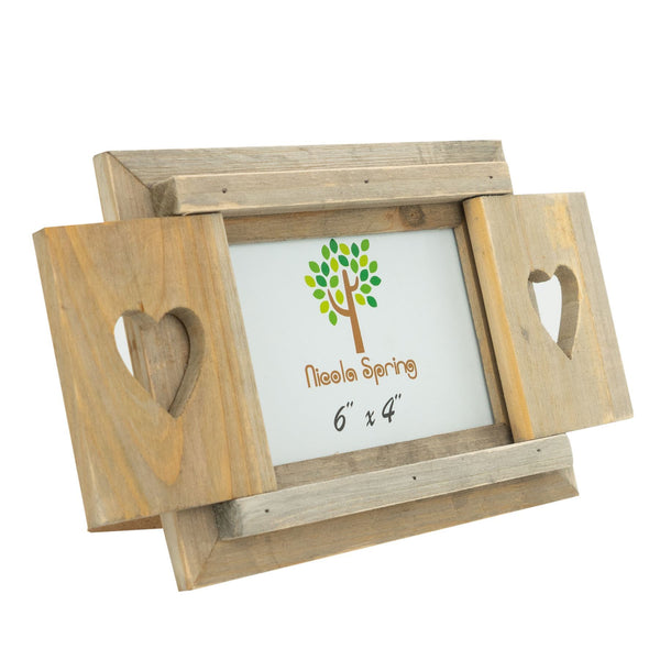 nicola spring 6" x 4" Wooden Hearts Shutter Photo Frame