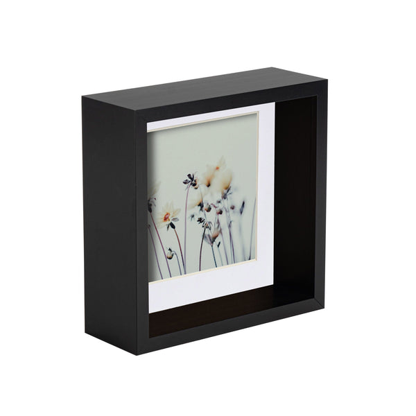 nicola spring 6" x 6" 3D Deep Box Black Photo Frame with 4" x 4" Mount
