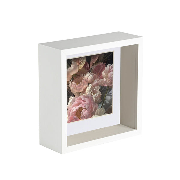 nicola spring 6" x 6" 3D Deep Box White Photo Frame with 4" x 4" Mount