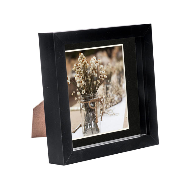nicola spring 6" x 6" Black 3D Box Photo Frame - with 4" x 4" Mount