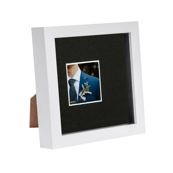 nicola spring 6" x 6" White 3D Box Photo Frame with 2" x 2" Mount