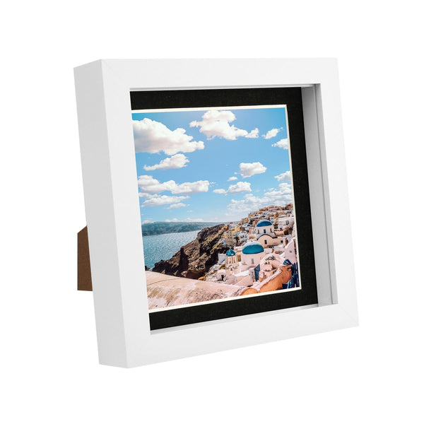nicola spring 6" x 6" White 3D Box Photo Frame with 4" x 4" Mount
