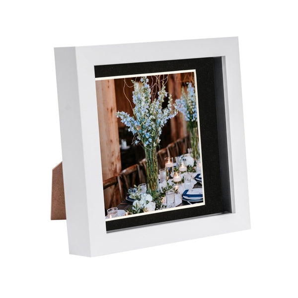 nicola spring 6" x 6" White 3D Box Photo Frame - with 4" x 4" Mount