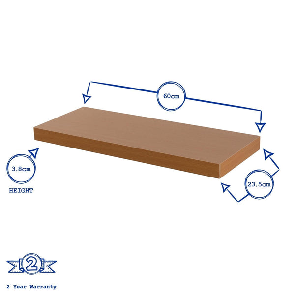 Nicola Spring 60cm Brown Modern Floating Shelves - Pack Of Two