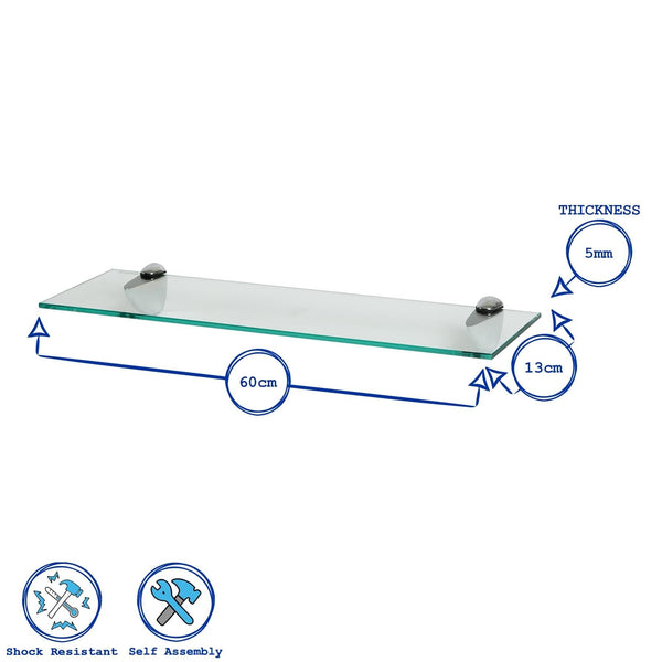 Nicola Spring 60cm Floating Glass Shelf With Chrome Fixings