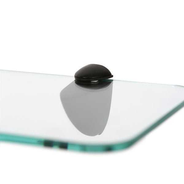 Nicola Spring 60cm Rounded Floating Glass Shelf With Black Fixings