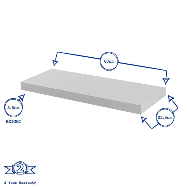 Nicola Spring 60cm White Modern Floating Shelves - Pack Of Three