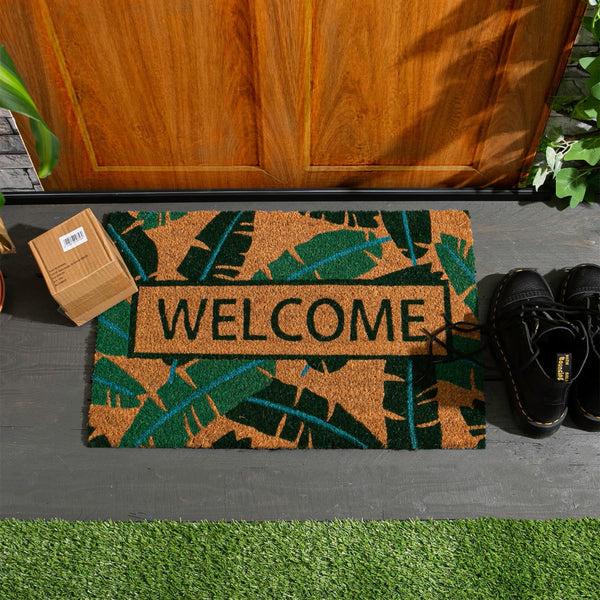 Nicola Spring 60cm X 40cm Banana Leaf Welcome Coir Door Mat