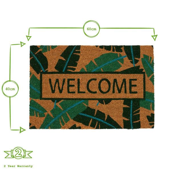 Nicola Spring 60cm X 40cm Banana Leaf Welcome Coir Door Mat