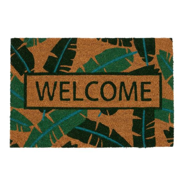 nicola spring 60cm x 40cm Banana Leaf Welcome Coir Door Mat