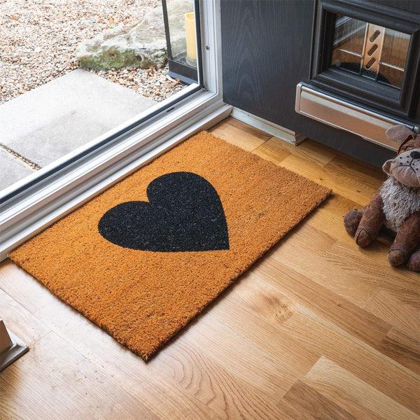 Nicola Spring 60cm X 40cm Black Heart Coir Door Mat