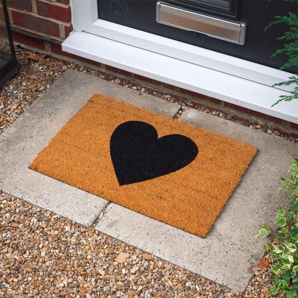 Nicola Spring 60cm X 40cm Black Heart Coir Door Mat