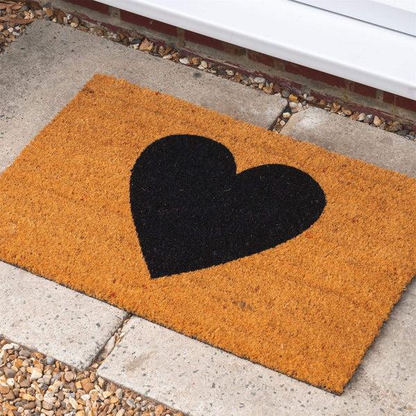 Nicola Spring 60cm X 40cm Black Heart Coir Door Mat