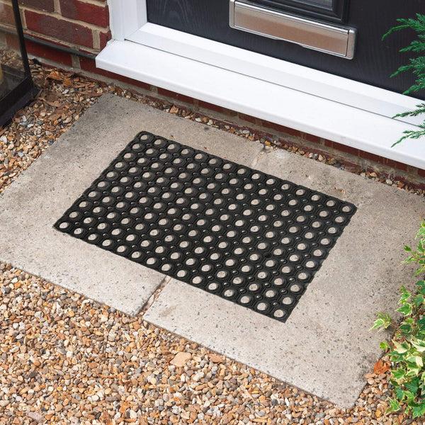 Nicola Spring 60cm X 40cm Black Heavy Duty Rubber Door Mat