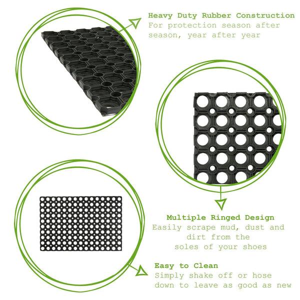 Nicola Spring 60cm X 40cm Black Heavy Duty Rubber Door Mat