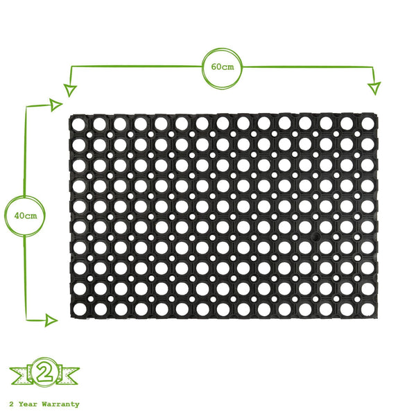 Nicola Spring 60cm X 40cm Black Heavy Duty Rubber Door Mat