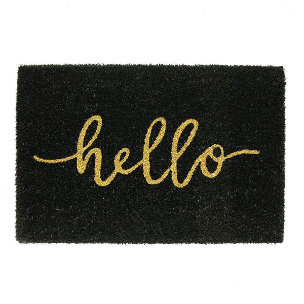 nicola spring 60cm x 40cm Black Hello Coir Door Mat