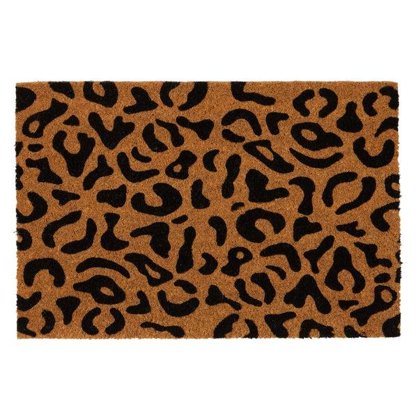 nicola spring 60cm x 40cm Black Leopard Print Coir Door Mat
