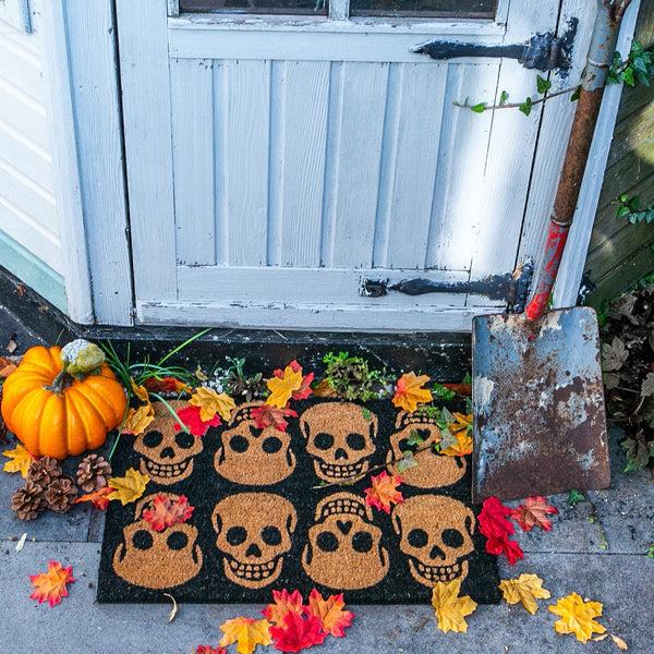 Nicola Spring 60cm X 40cm Black Skulls Coir Door Mat