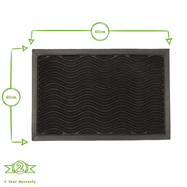 Nicola Spring 60cm X 40cm Black Waves Heavy Duty Door Mat