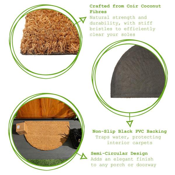 Nicola Spring 60cm X 40cm Brown Coir Half Moon Door Mat