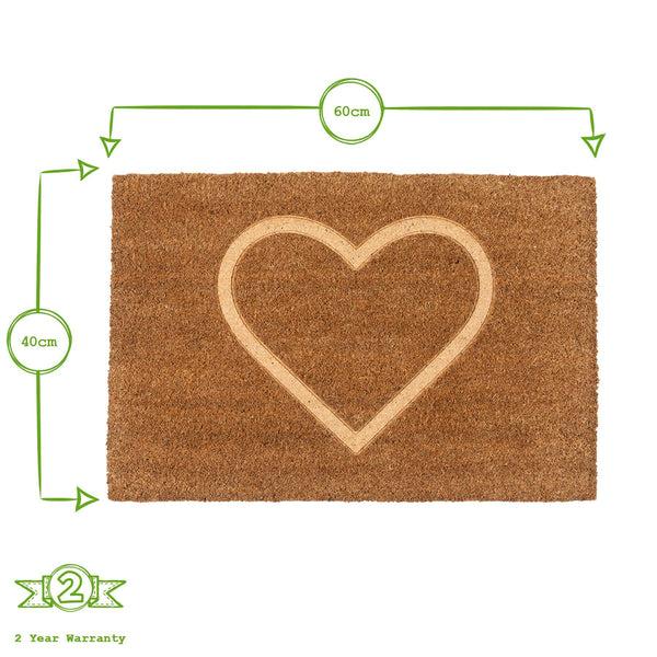 Nicola Spring 60cm X 40cm Brown Heart Embossed Coir Door Mat