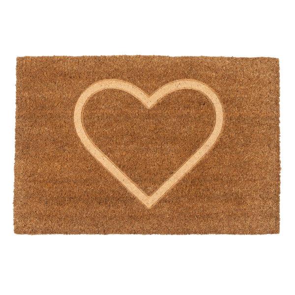 nicola spring 60cm x 40cm Brown Heart Embossed Coir Door Mat