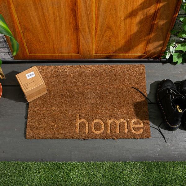 Nicola Spring 60cm X 40cm Brown Home Embossed Coir Door Mat