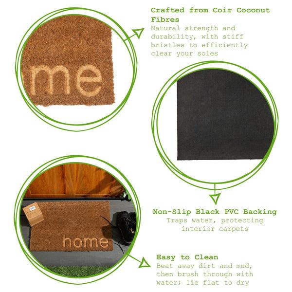 Nicola Spring 60cm X 40cm Brown Home Embossed Coir Door Mat