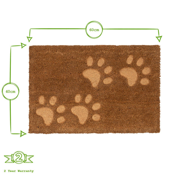 Nicola Spring 60cm X 40cm Brown Paw Embossed Coir Door Mat