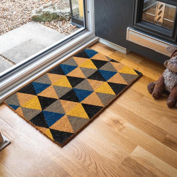 Nicola Spring 60cm X 40cm Dark Multicoloured Triangles Coir Door Mat