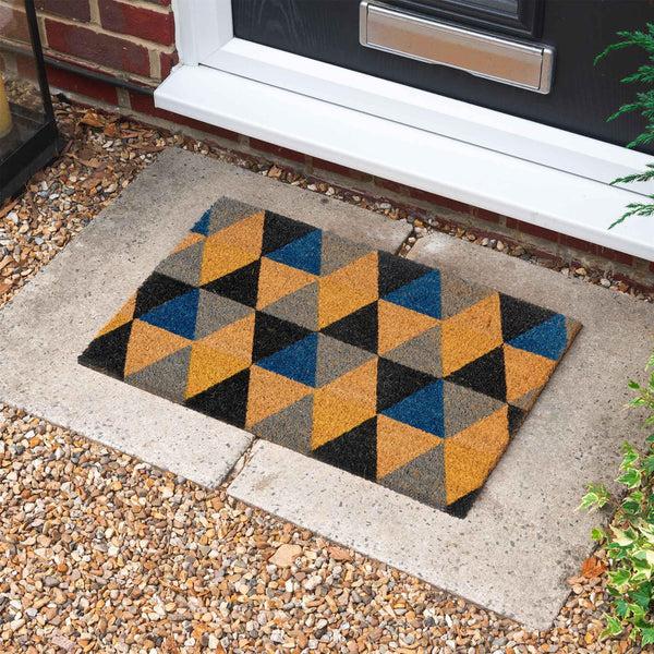 Nicola Spring 60cm X 40cm Dark Multicoloured Triangles Coir Door Mat