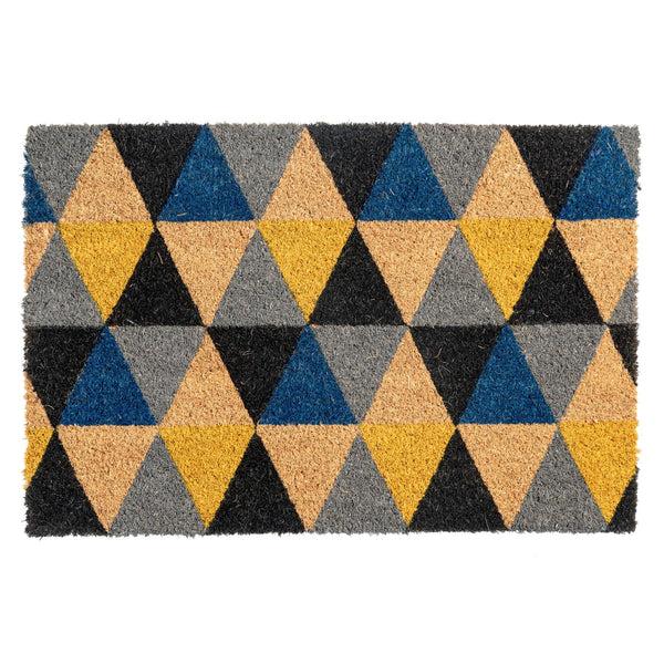 nicola spring 60cm x 40cm Dark Multicoloured Triangles Coir Door Mat