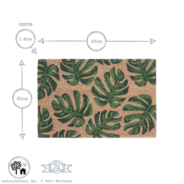Nicola Spring 60cm X 40cm Green Banana Leaf Coir Door Mat
