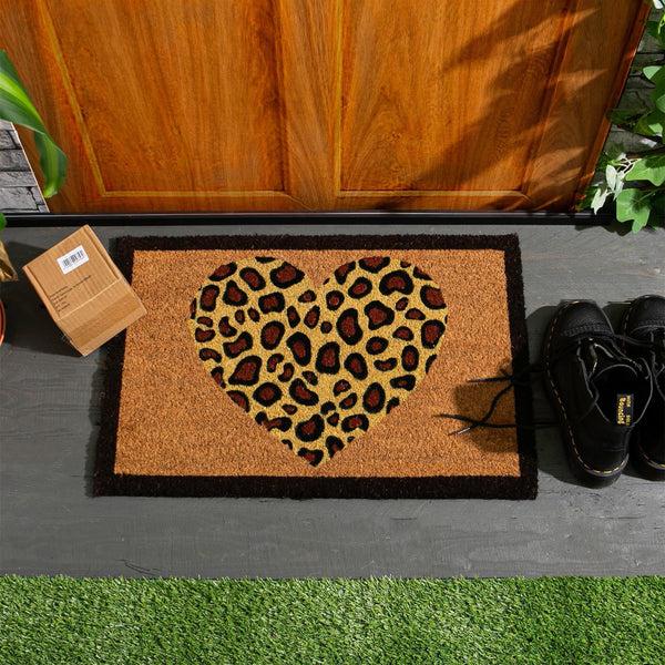 Nicola Spring 60cm X 40cm Leopard Print Heart Coir Door Mat