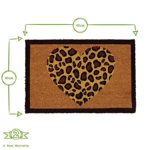 Nicola Spring 60cm X 40cm Leopard Print Heart Coir Door Mat
