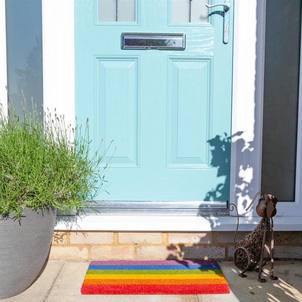 Nicola Spring 60cm X 40cm Multicoloured Rainbow Coir Door Mat