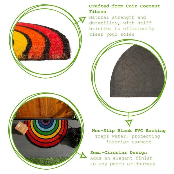 Nicola Spring 60cm X 40cm Multicoloured Rainbow Coir Half Moon Door Mat