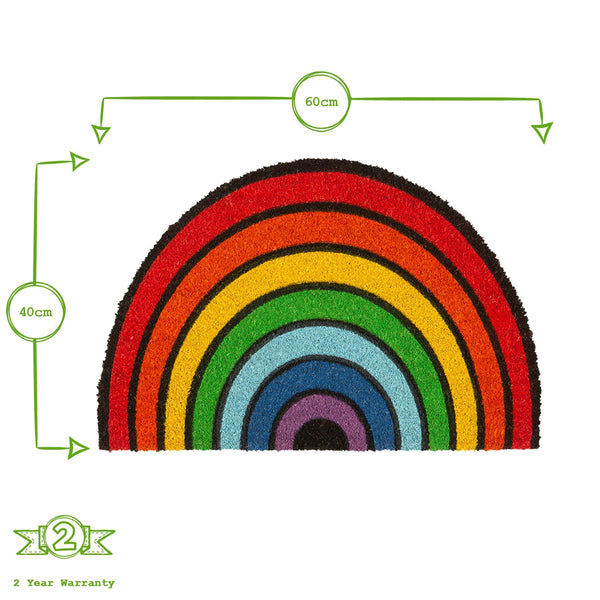 Nicola Spring 60cm X 40cm Multicoloured Rainbow Coir Half Moon Door Mat
