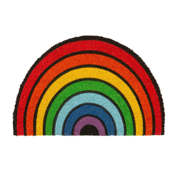 nicola spring 60cm x 40cm Multicoloured Rainbow Coir Half Moon Door Mat