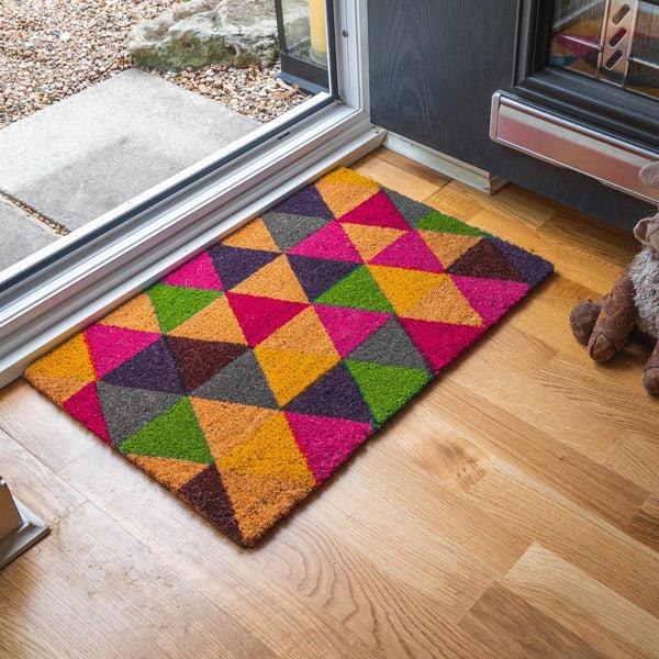 Nicola Spring 60cm X 40cm Multicoloured Triangles Coir Door Mat