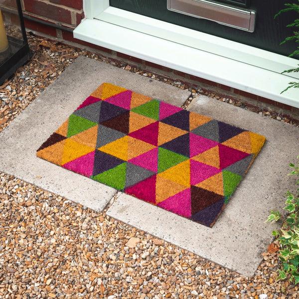 Nicola Spring 60cm X 40cm Multicoloured Triangles Coir Door Mat