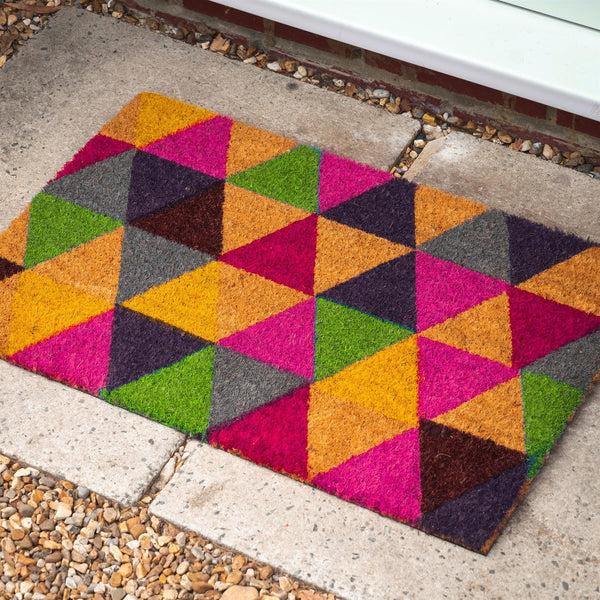 Nicola Spring 60cm X 40cm Multicoloured Triangles Coir Door Mat