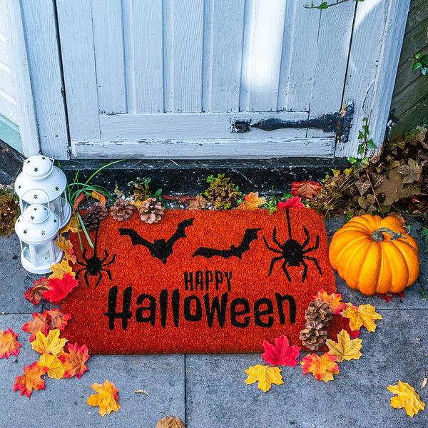 Nicola Spring 60cm X 40cm Orange Happy Halloween Coir Door Mat